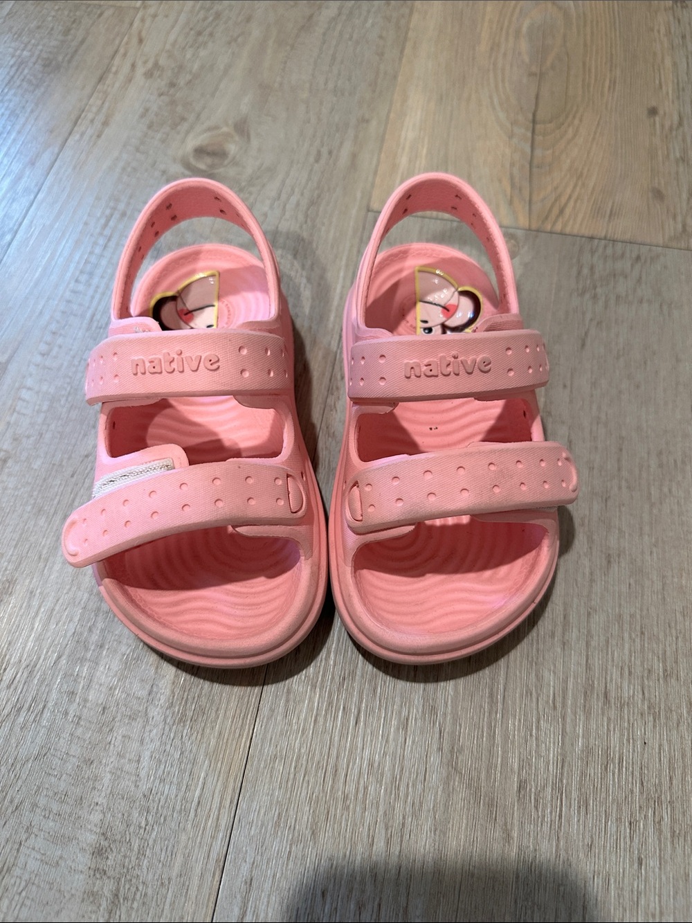 Native Kids Coral Pink Adjustable Strap Sandals
